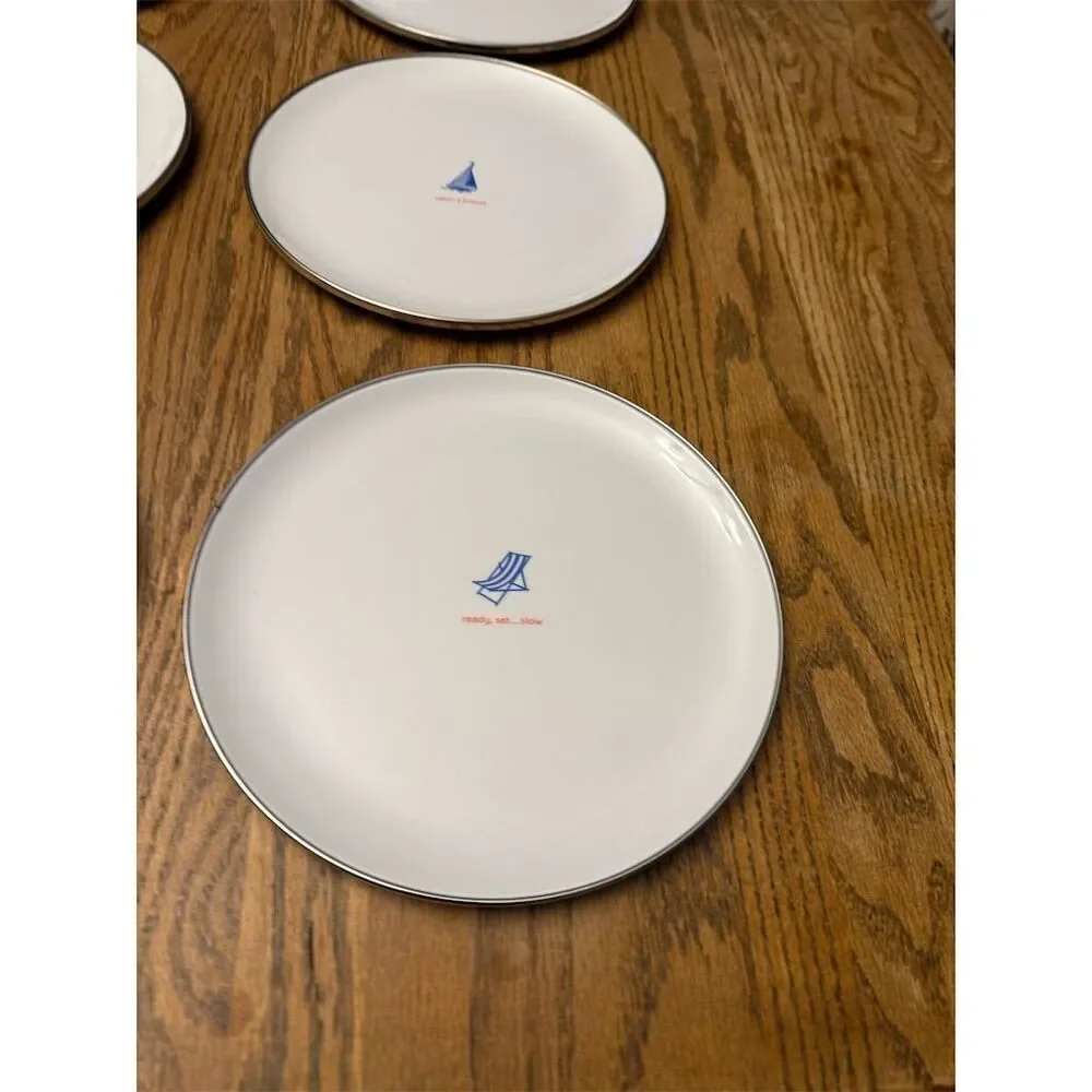 Hallmark Blue Nautical Melamine Plates Set of 7 10 Inch